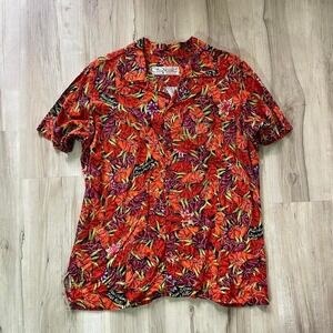 Vintage 1990s New Orleans Jazz Fest floral button up with square buttons